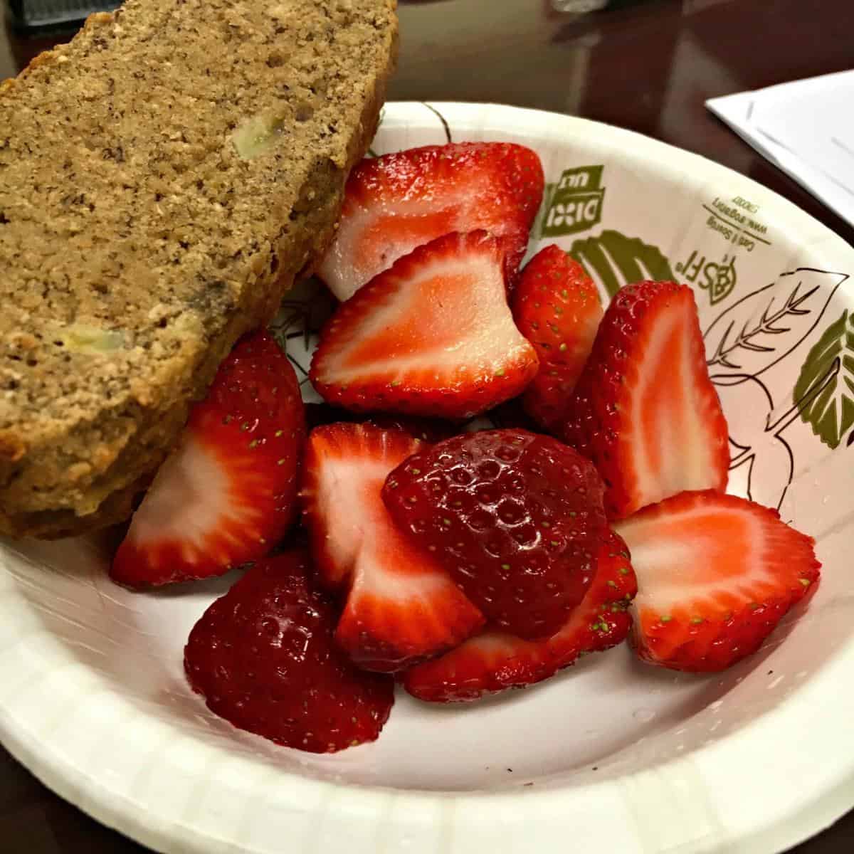 Paleo bread and strawberries