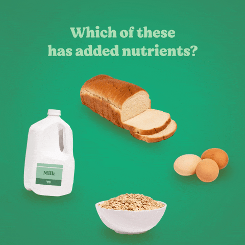 Which of these has added nutrients? Sliced white bread loaf, whole milk, eggs, or cereal?